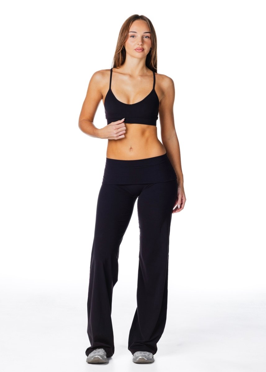 TALL Fold Over 'Flow' Flares - Black - Kikiva Collection