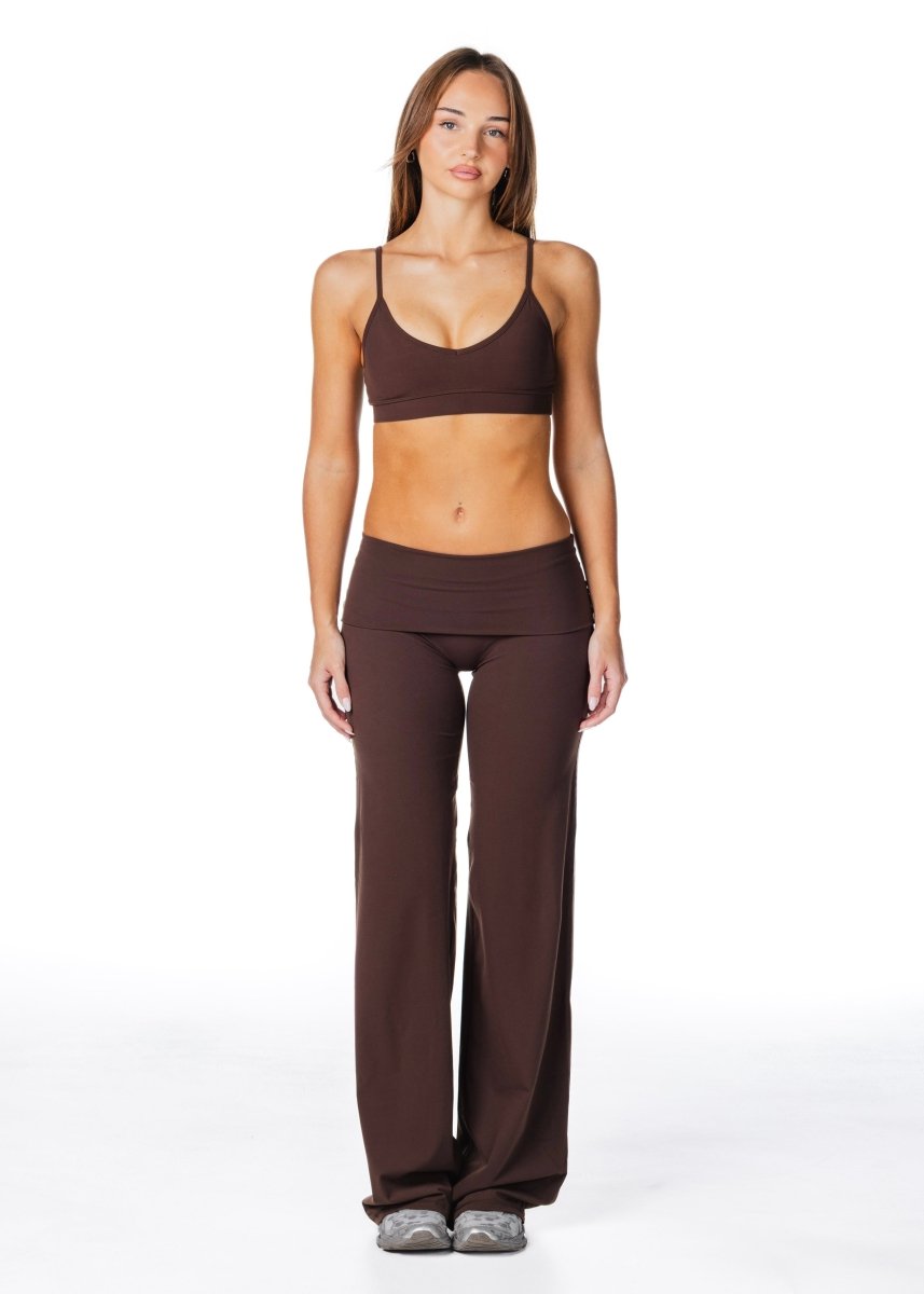 TALL Fold Over 'Flow' Flares - Dark Choc - Kikiva Collection