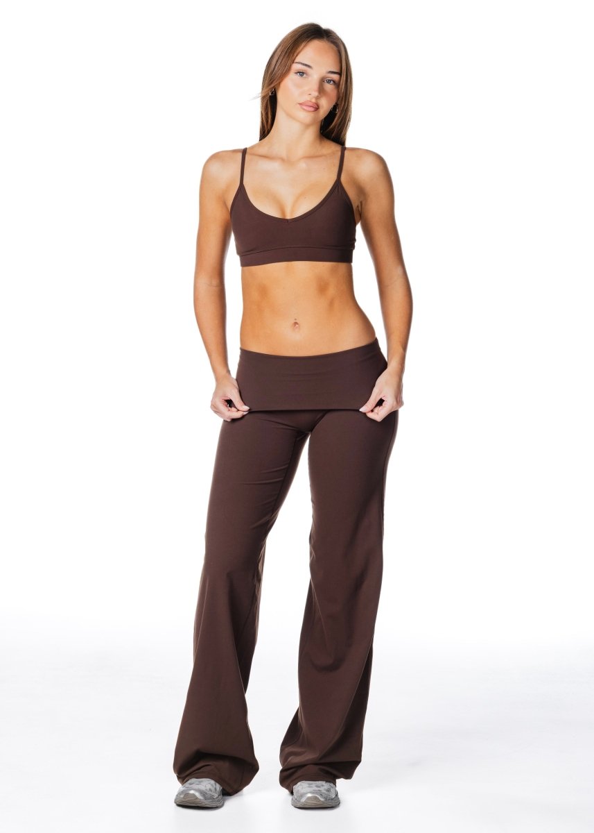 TALL Fold Over 'Flow' Flares - Dark Choc - Kikiva Collection