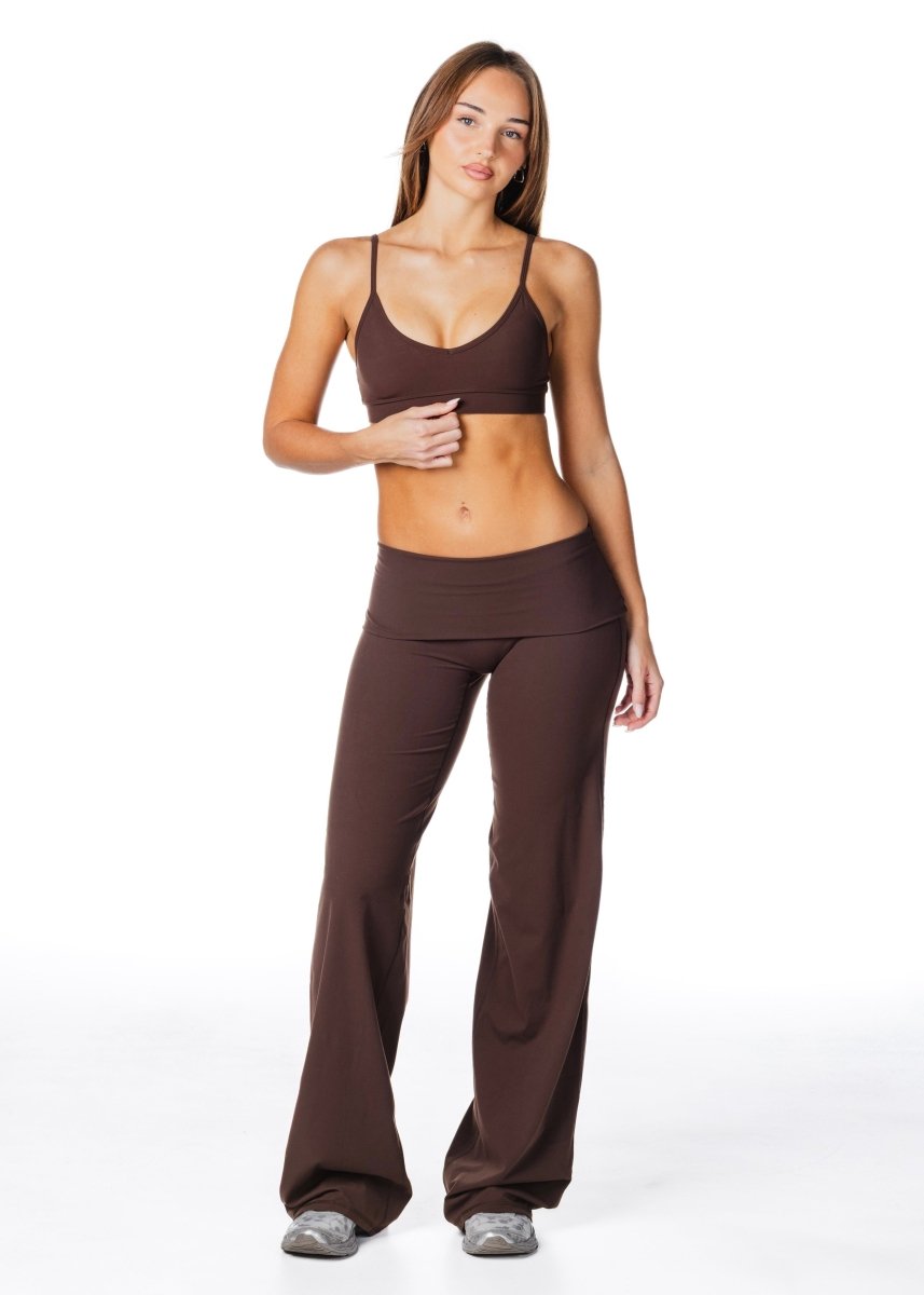 TALL Fold Over 'Flow' Flares - Dark Choc - Kikiva Collection