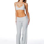 TALL Fold Over 'Flow' Flares - Light Grey - Kikiva Collection
