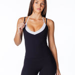 Two Tone Singlet - Black - Kikiva Collection