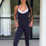 Two Tone Singlet - Black - Kikiva Collection