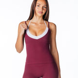 Two Tone Singlet - Burgundy - Kikiva Collection
