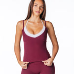 Two Tone Singlet - Burgundy - Kikiva Collection