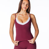 Two Tone Singlet - Burgundy - Kikiva Collection