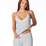 Two Tone Singlet - Light Grey - Kikiva Collection