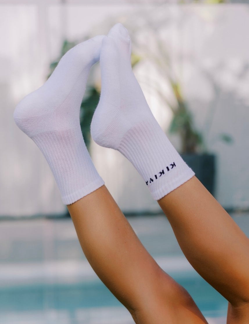 Kikiva Crew Socks - White - Kikiva Collection